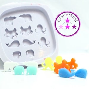 Stud Mold Zoo, Sea and Wildlife Earring Stud Silicone Rubber Mold