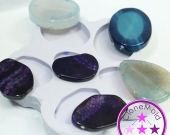 Stone Mold 6 Piece Rock Gem Pendant Silicone Rubber Mold