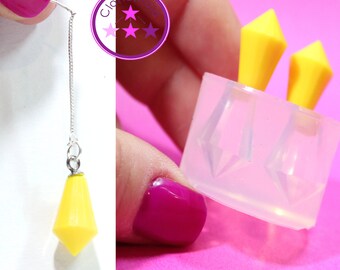 Crystal Mold Small Facetted Pointed Crystal Earring Jewelry Silicone Rubber Mold