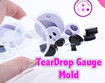 Teardrop Plug Gauge Mold Ear Gauge Piercing Silicone Rubber Mold; 2g; 3mm - 2 INCH; 50 mm