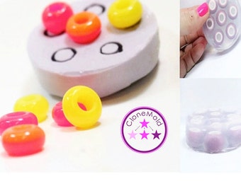 Bead Mold Large Rounded "FruitLoop" Shape Silicone Rubber; Large Opening