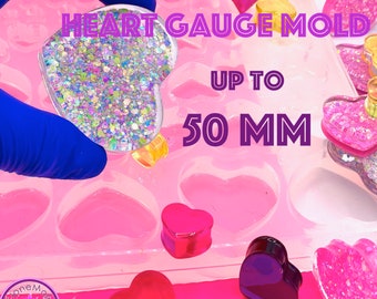 HEART Plug Gauge Double Flare Mold  Ear Piercing Silicone Rubber Mold; 6 mm  - 50 mm (2 Inch) gauges