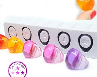 Multiple Ring Mold 5 Oval Bubble Silicone Ring Mold; Sizes 5.5-9