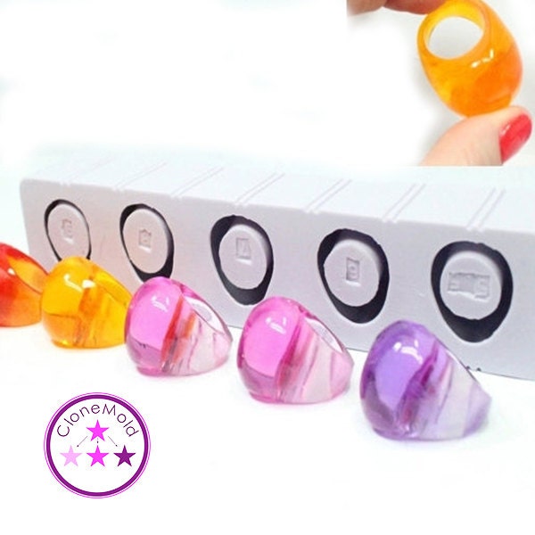 Multiple Ring Mold 5 Oval Bubble Silicone Ring Mold; Sizes 5.5-9
