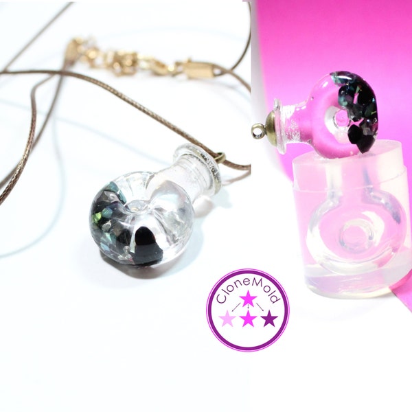 Round Bottle, Pendant Silicone Mold | Clear UV Resin | Necklace Earrings | Beginner Casting
