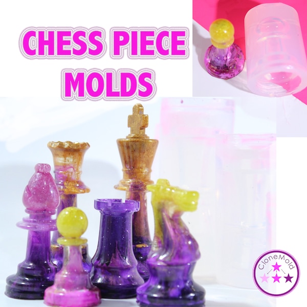 Chess Piece Mold Silicone Rubber; Queen, King, Rook, Bishop, Knight, Pawn