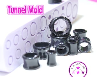 Round CircleTunnel Mold Multi Gauge Ear Plug Piercing Silicone Rubber Mold 20, 18, 16, 14, 12, 10, and 8 mm plugs