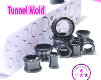Round Tunnel Ear Plug Mold: Multi Gauge Silicone Rubber Mold (20-8mm)