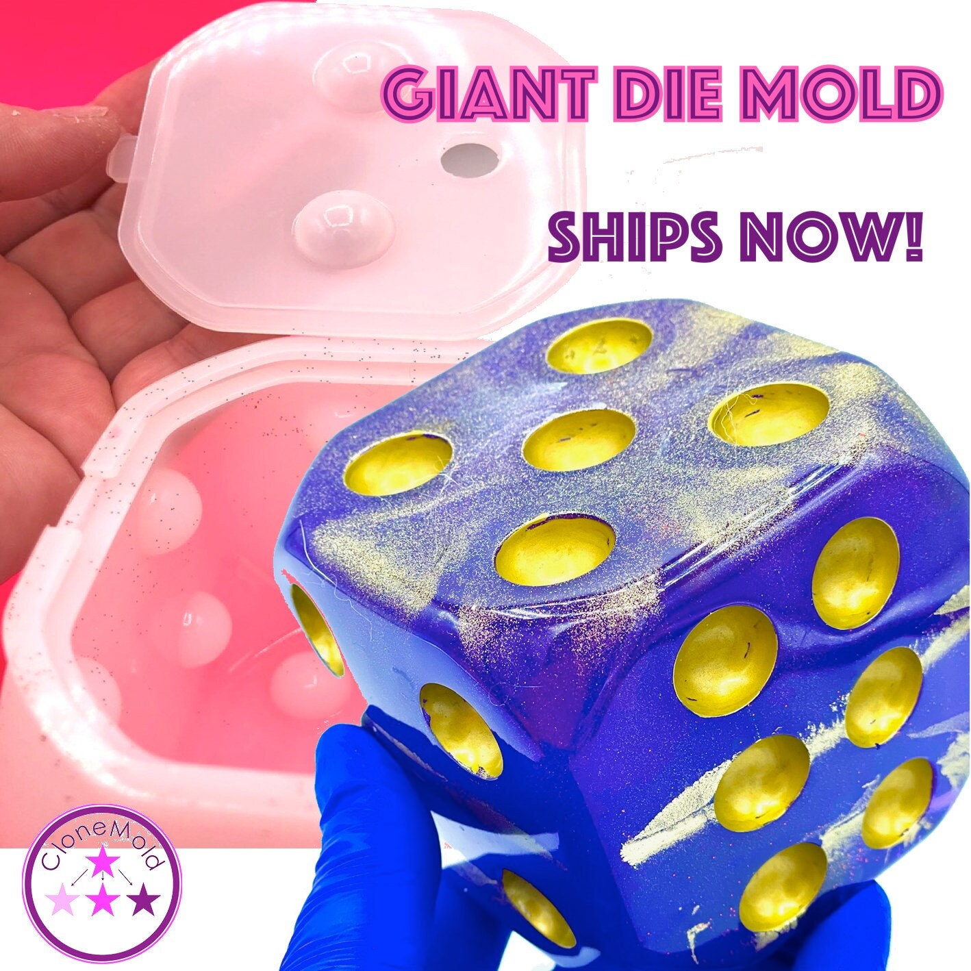 Dungeons and Dragons Gamer Dice / Die Mold Silicone Rubber D4, D6