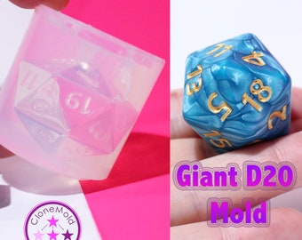 Giant D20 - Split Mold | Silicone Rubber | Engraved Number Die For Jumbo Tabletop Rpg Casting Form