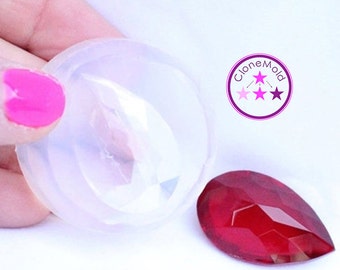 Crystal Gem Mold Small Jewel TearDrop Crystal Facetted Silicone Rubber Mold