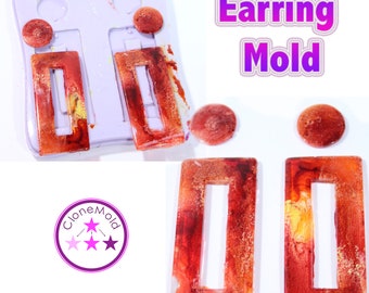 Long Rectangle Earring Mold 4 Piece Dangle Silicone Rubber Mold