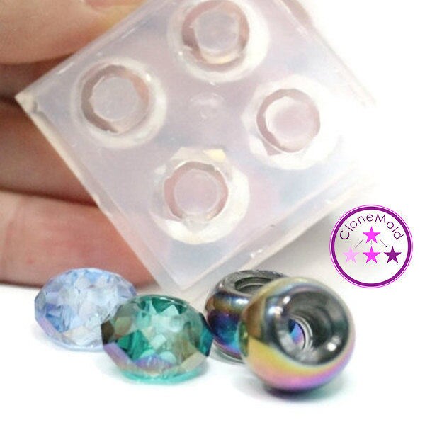 12mm Silicone Resin European Bead Mold Mould, Round Oblate Flat Beads Epoxy  Jesmonite UV 