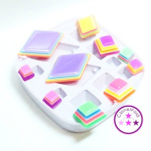Stud Mold Diamond and Square Earring Silicone Rubber Mold