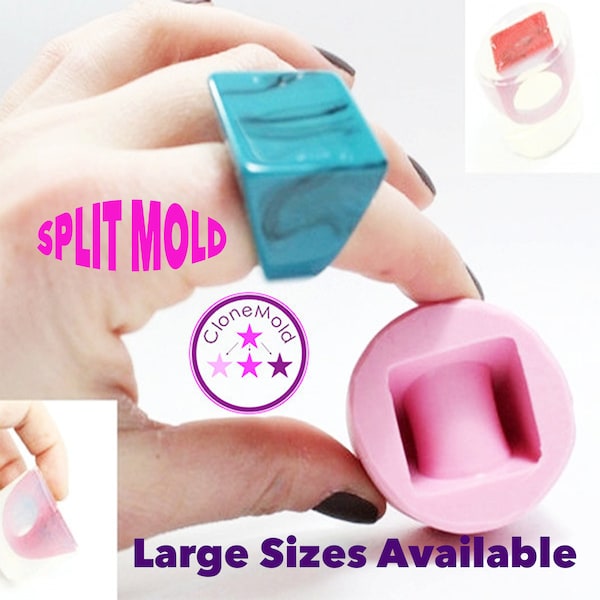 Ring Mold Square Ring Split Mold; Silicone Rubber; Size 5, 7.5, 8.5, 9, 10, 11