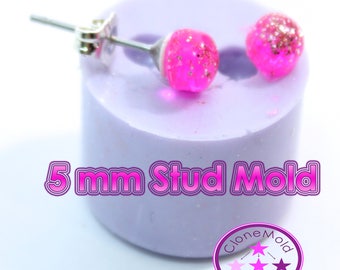 5 mm Round Stud Mold Earring Silicone Rubber Mold; Dome Mold