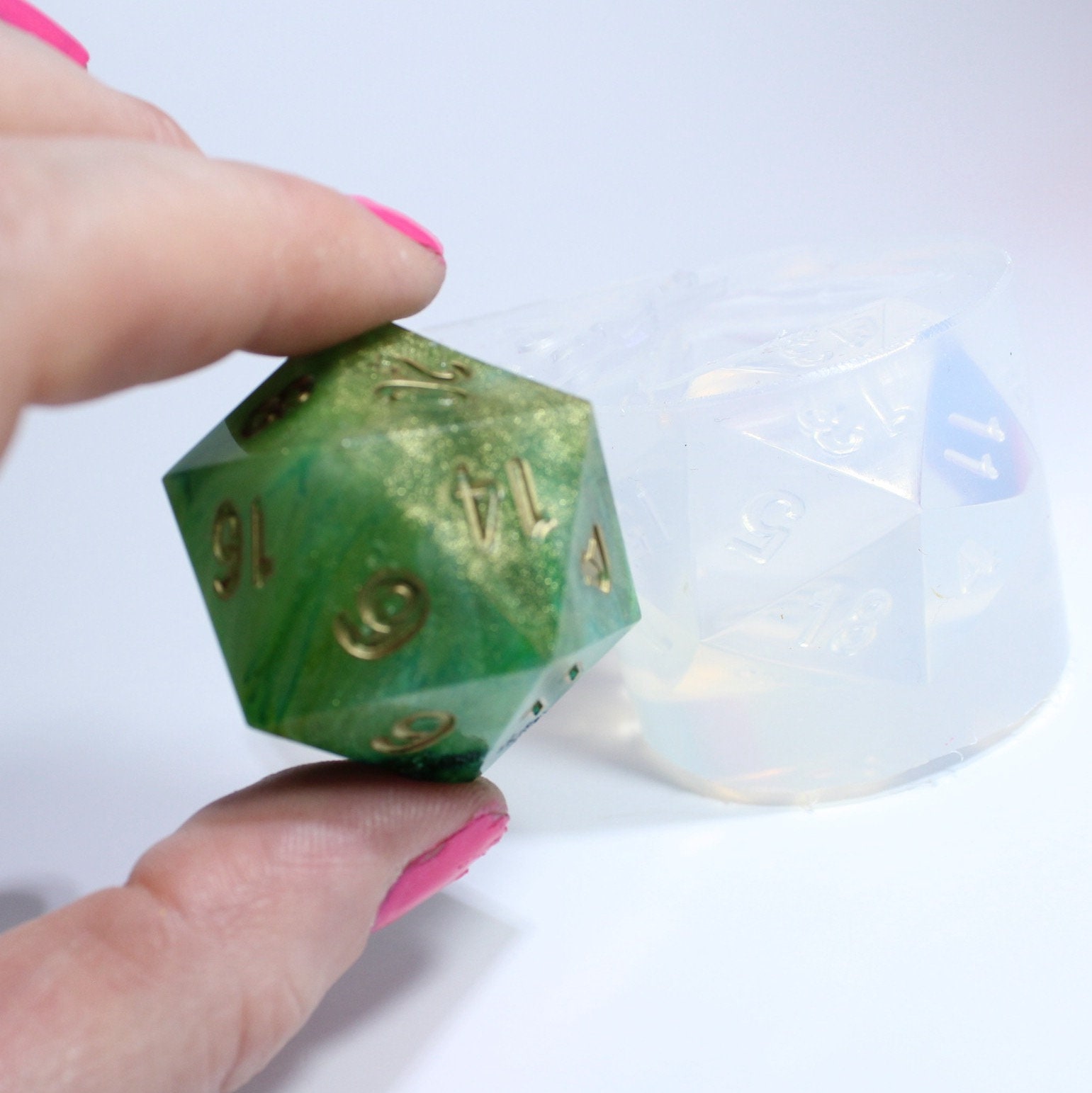 JEYUQAXY Large Silicone Polyhedral Dice Molds 2 Styles with D20 and D12  Silic