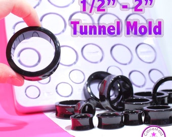Tunnel Plug Gauge Mold  Ear Piercing Silicone Rubber Mold; 1/2 - 2" gauges