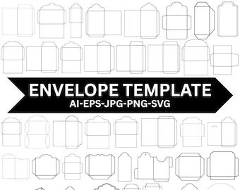 Modelli SVG per buste, modello vuoto per buste portasoldi, modelli per buste per biglietti, Svg, png, file stampabili, buste da matrimonio svg, download immediato
