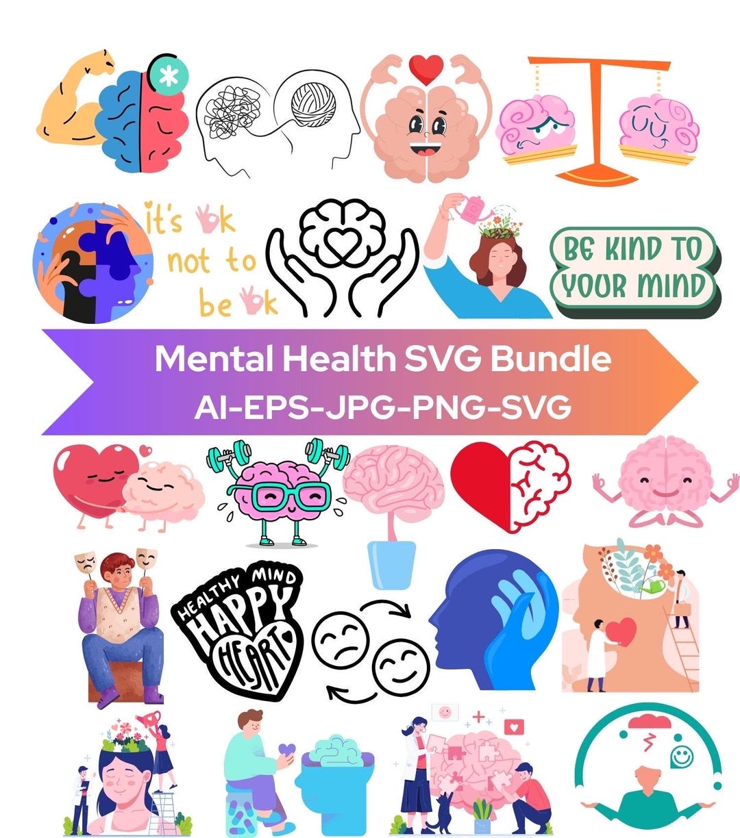 Mental Health SVG Bundle: Inspirational Motivational Cricut Files ...