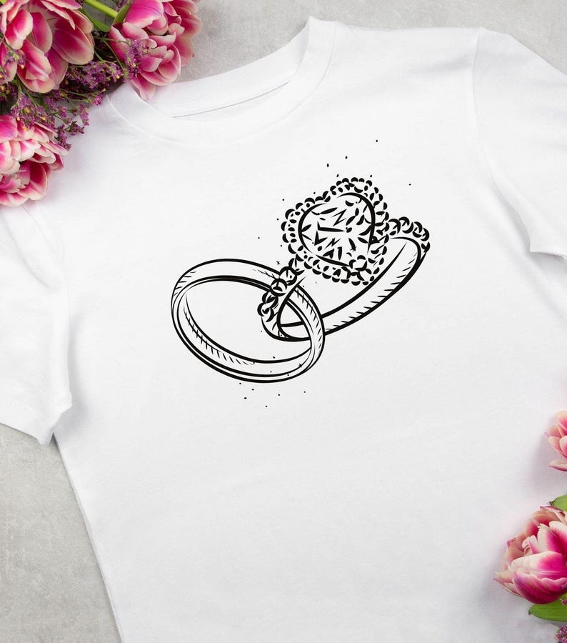 Wedding Ring SVG Files Diamond Ring Silhouette, Groom & Bride Vector ...