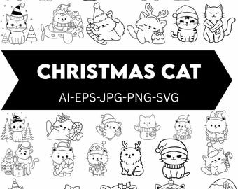 Christmas cat Svg bundle, Digital Files (Instant Download)