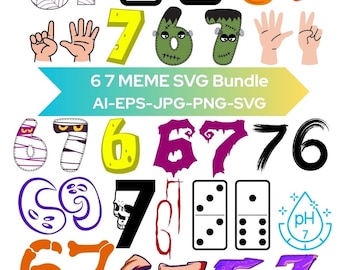 Six Seven Meme Svg Png Bundle, Six Seven Png, 6 7 Meme Funny Skeleton Hands SVG, 67 Ice Cream Design, Six Seven 67 Meme Gen Alpha Slang Png