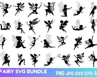Fairy SVG Design,Svg Bundle, Magical Fantasy Art Silhouettes,Engraving Files,Fairy Cricut, Fairy Clipart, Instant Download