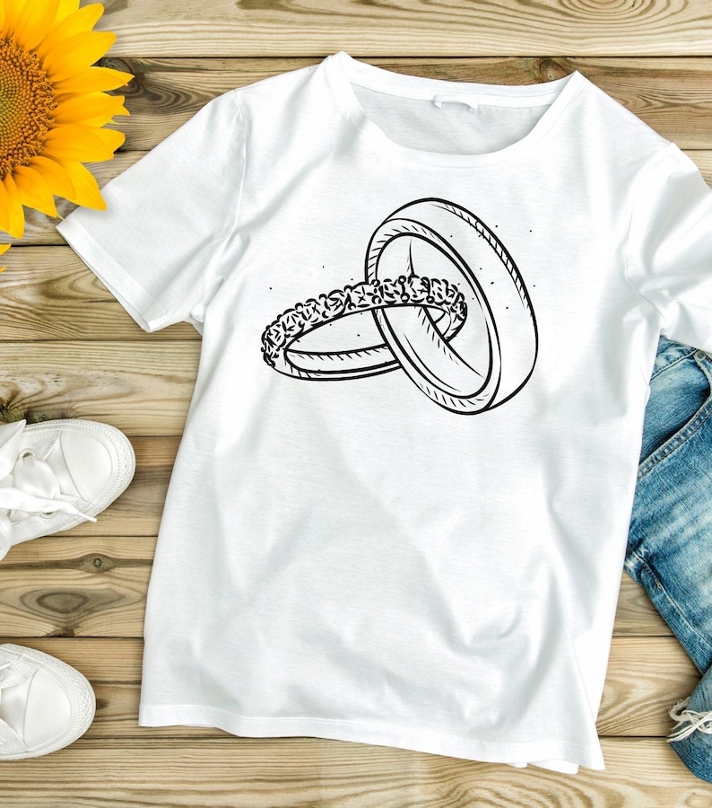 Wedding Ring SVG Files Diamond Ring Silhouette, Groom & Bride Vector ...