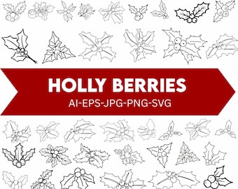 Holly SVG Bundle,Christmas Plants,Cricut, Silhouette (Digital Download)