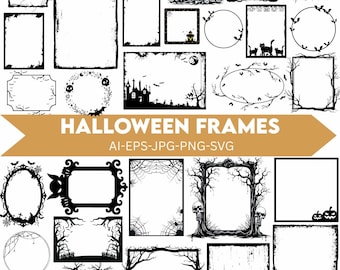 Halloween Frame SVG Bundle,Halloween Scary Frames,Spooky Frame Svg,Halloween Scary Png,Halloween Vector,Mirror Frame Ghost Svg,Laser Cut svg