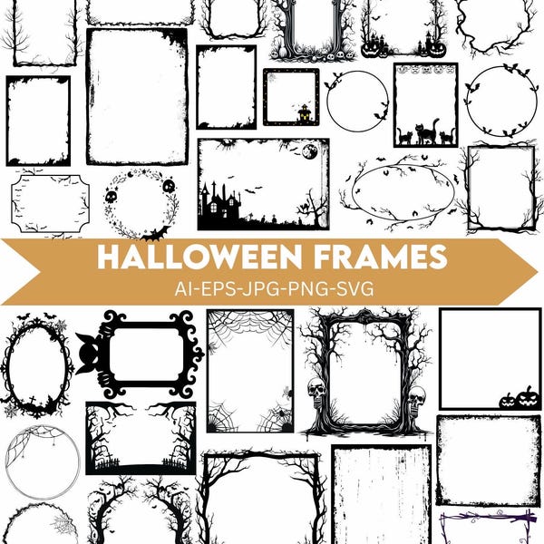 Halloween Frame SVG Bundle,Halloween Scary Frames,Spooky Frame Svg,Halloween Scary Png,Halloween Vector,Mirror Frame Ghost Svg,Laser Cut svg