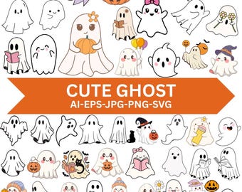 Uroczy pakiet svg z duchem na Halloween, Uroczy duch z dynią, Straszny duch, Uroczy pakiet svg png z duchem, Duch czytający svg, Latte dyniowe, Pliki wycinane ai