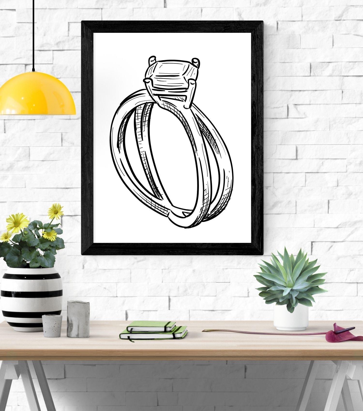 Wedding Ring SVG Files Diamond Ring Silhouette, Groom & Bride Vector ...