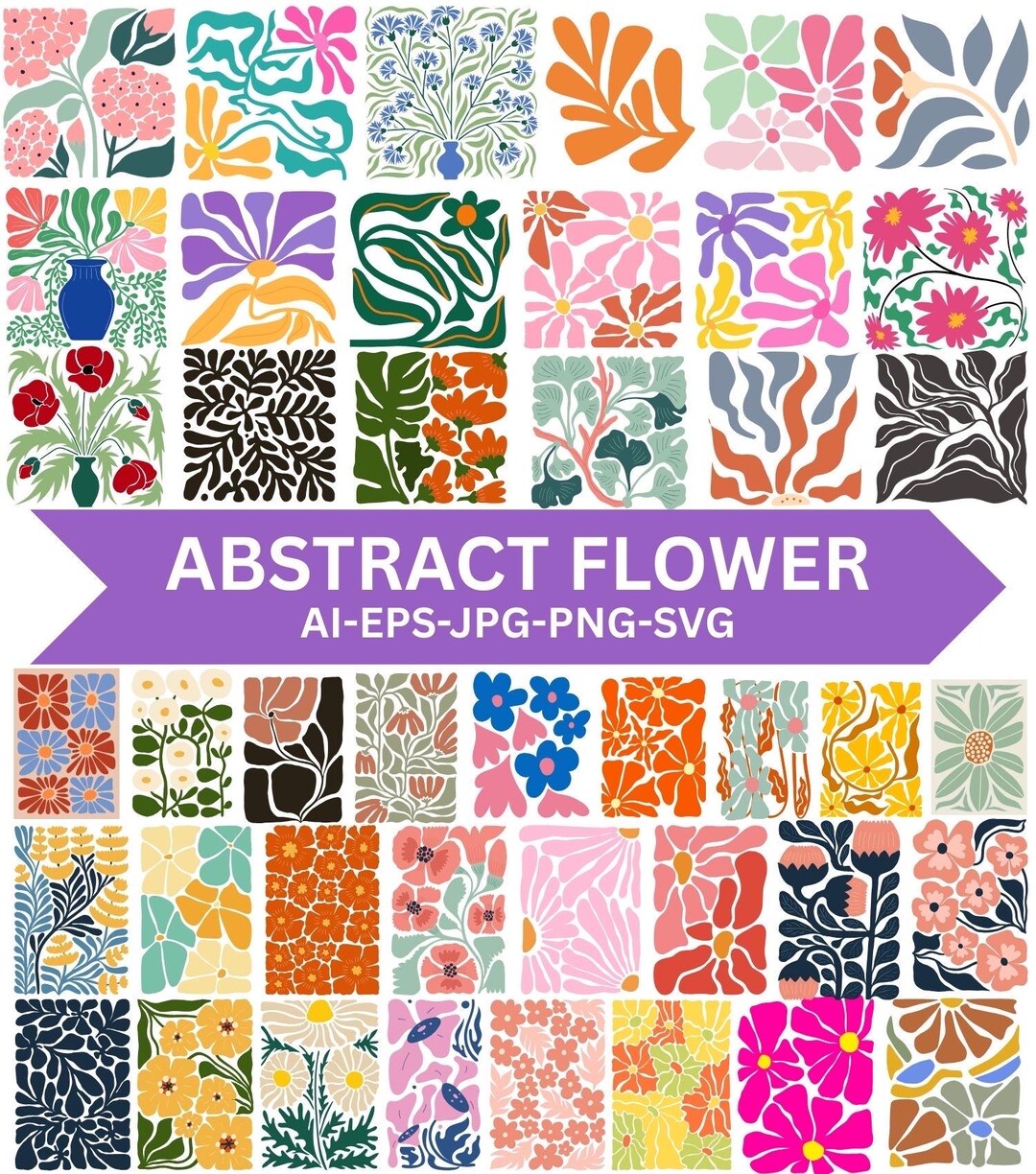 Abstract Flower Svg and Png Bundle,retro Flower Svg,boho Flower Svg ...