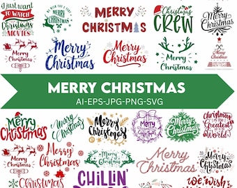 Merry Christmas Text Svg Bundle,Winter svg,Christmas Ornaments svg,Christmas Sayings cut files
