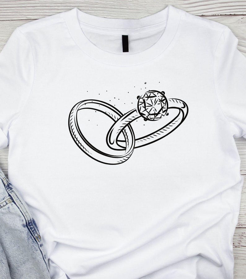Wedding Ring SVG Files Diamond Ring Silhouette, Groom & Bride Vector ...