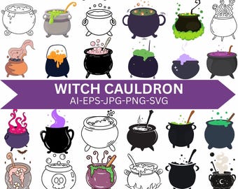 Hexenkessel SVG Bundle: Halloween Topf Silhouette digitaler Download