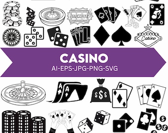 Casino SVG Bundle, Vegas Graphics, Playing Cards (Digital Download)