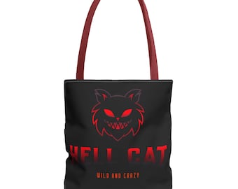 ヘルキャットグラフィックトートバッグ、再利用可能なポリエステルショッピングバッグ