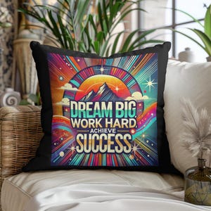 Dream Big Spun Polyester Square Pillow | Inspirational Home Decor | Motivational Throw Pillow | Cozy Accent for Living Room