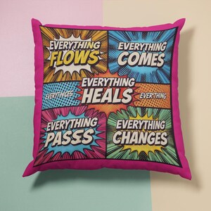 Spun Polyester Square Pillow with Motivational Phrases | Inspirational Home Decor, Soft Cushion for Living Room & Bedroom
