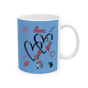 Keramische Valentijnsdagmok, 11oz koffiekop, leuk liefdescadeau voor haar, gepersonaliseerde mok voor koppels, hartontwerp