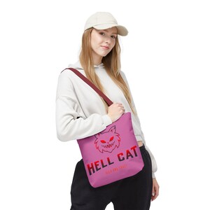 Hell Cat Tote Bag Wild and Crazy Graphic Canvas Shopper Eco-Friendly Reusable Gift for Cat Lovers
