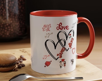 Personalized Valentine's Day Coffee Mug | Couples Love Cup, 11oz