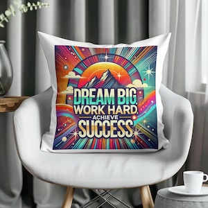 Dream Big Spun Polyester Square Pillow | Inspirational Home Decor | Cozy Throw Cushion for Living Room & Bedroom