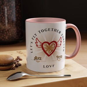 Aanpasbare koffiemok met accent van het cadeau voor Valentijnsdag | Gepersonaliseerde mok van 11 oz voor stellen en vrienden, uniek liefdescadeau