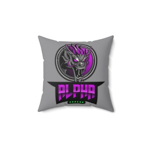 Alpha Dragon Spun Polyester Square Pillow | Decorative Dragon Cushion for Bedroom & Living Room Decor