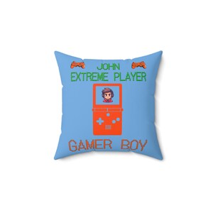Gamer Boy Customizable Square Pillow | Spun Polyester Soft Cushion for Gaming Room Decor & Gift