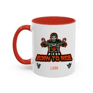Born To Ride Coffee Mug 11oz Accent Cup Motorcycle Lover Gift Ceramic Tea Cup